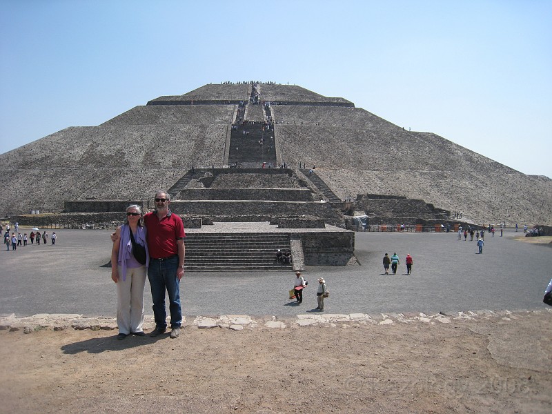 Mexico Pyramids - Mexico City 2009 0640.jpg - A trip to the Teotihuacan area of Mexico to visit the pyramids. A vast complex and a great climb to the top. This was followed by lunch in a cave, then a visit to the historical center of Mexico City. March 2009.